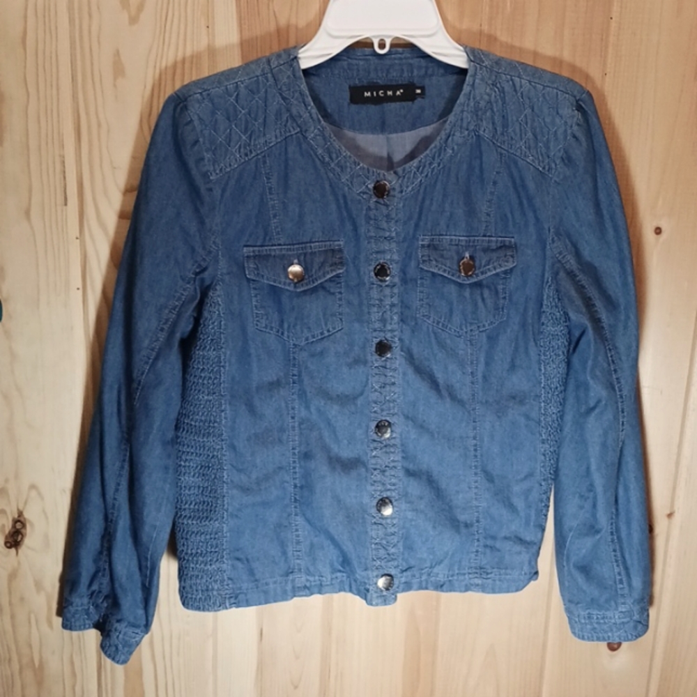 Micha Denim-Look Cotton Jacket Top